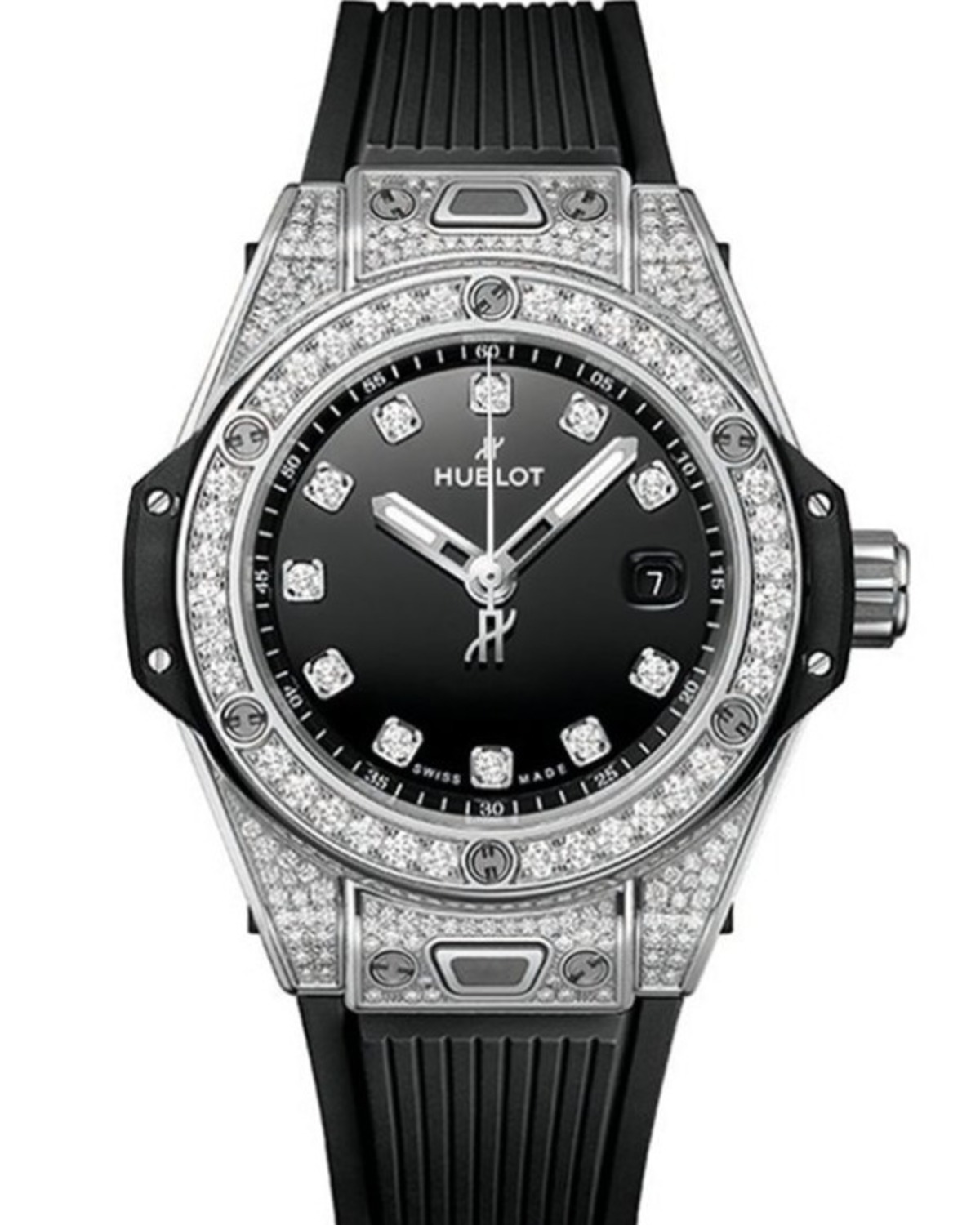 Big Bang One Click Steel Black Pavé 33mm (cọc kim) - đồng hồ