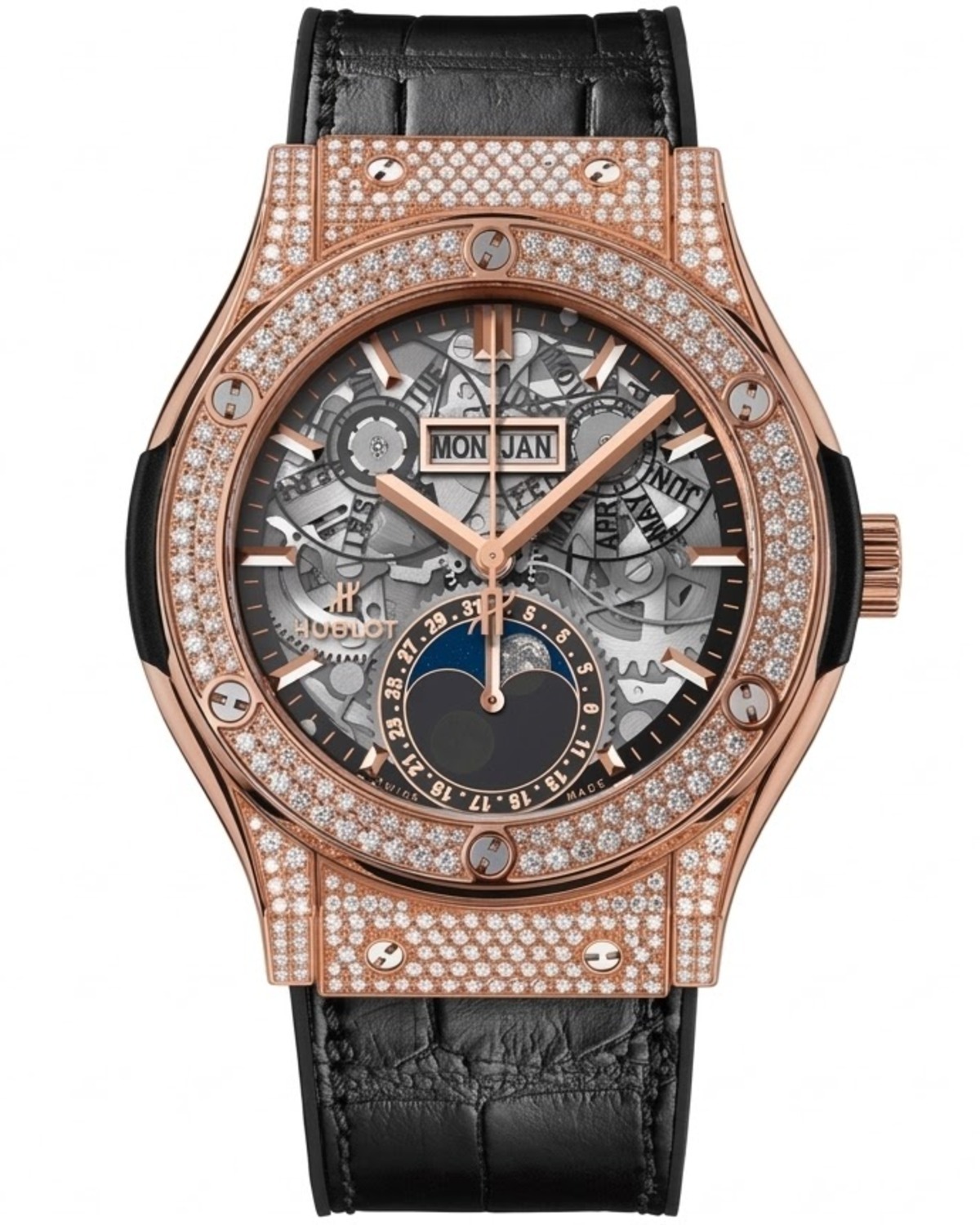 Classic Monphase Gold Pave Diamond 42mm